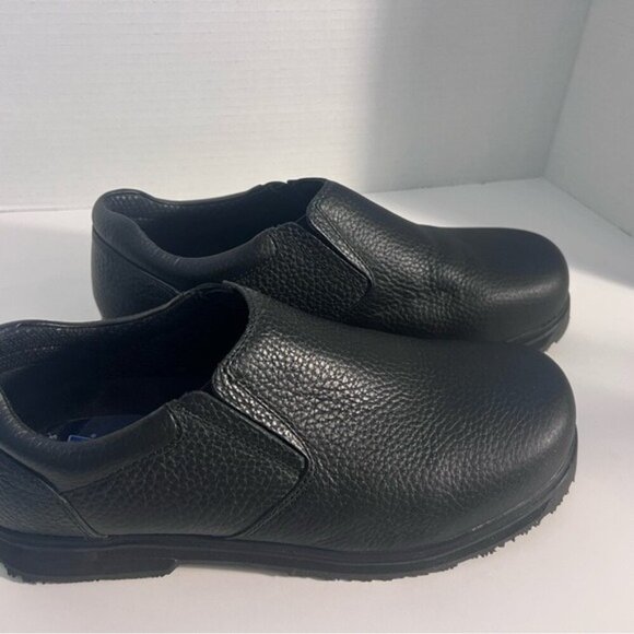 Dr, Scholls Black Slip-On Leather Non-Slip Work Shoes For Men - Picture 1 of 4
